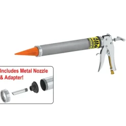 Albion Engineering DL-45-T24A 20oz Air-Powered Sausage Gun w/ Teflon Barrel and Orange Cone Nozzles - One-stop shop for professional tools and equipment.