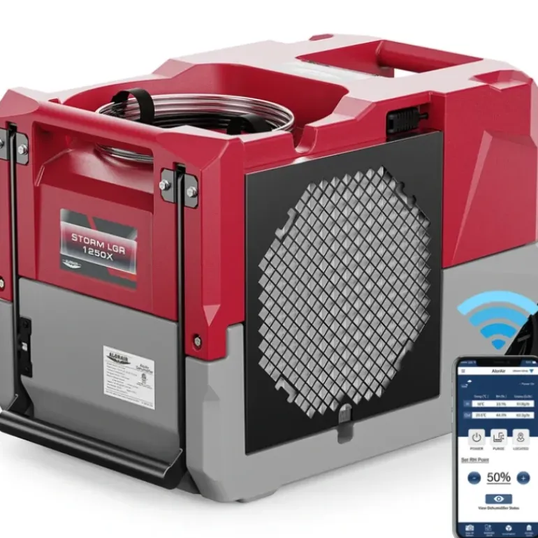 AlorAir Storm LGR 1250X Smart Wi-Fi 264 PPD Industrial Commercial Dehumidifiers with Pump for Basements, Garages, and Job Sites, Red - One-stop shop for professional tools and equipment.