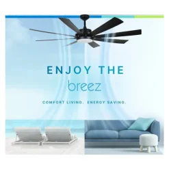 Delta Breez VCA608LED-HEBK Breez Rio Vista, 60-inch 8-Blade, Wet Rated, Ceiling Fan with LED Light and Remote Control (Black) - One-stop shop for professional tools and equipment.