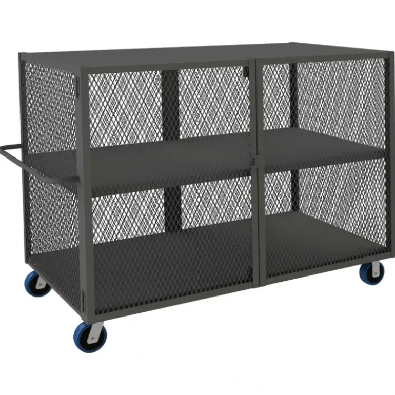 Durham HTL-3672-DD-2-6PU-95 MESH TRUCK, 1 FIXED SHELF, 1 BASE SHELF, 36 X 72, 2000 LBS. CAPACITY - One-stop shop for professional tools and equipment.