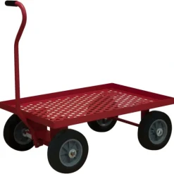 Durham 5WTP-2436-LU-10PN-17T 5TH WHEEL PLATFORM TRUCK, PERFORATED DECK, LIPS UP, RED, 24 X 38-5/16 X 38-1/4 - One-stop shop for professional tools and equipment.