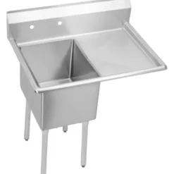 Elkay 14-1C18X24-R-18X Dependabilt Stainless Steel 38-1/2& x 29-13/16& x 43-3/4& 16 Gauge One Compartment Sink w/ 18& Right Drainboard and Stainless Steel Legs - One-stop shop for professional tools and equipment.