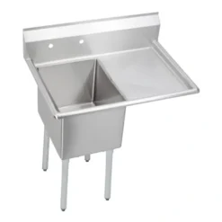 Elkay 1C18X24-R-24X Dependabilt Stainless Steel 44-1/2& x 29-13/16& x 44-3/4& 16 Gauge One Compartment Sink w/24& Right Drainboard and Stainless Steel Legs - One-stop shop for professional tools and equipment.
