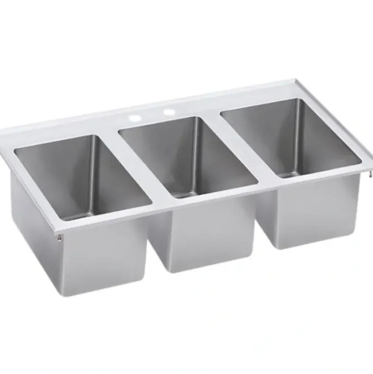 Elkay DI-3C-101410X Stainless Steel 37& x 19& x 10& 18 Gauge Three Drop-In Compartment Sink - One-stop shop for professional tools and equipment.