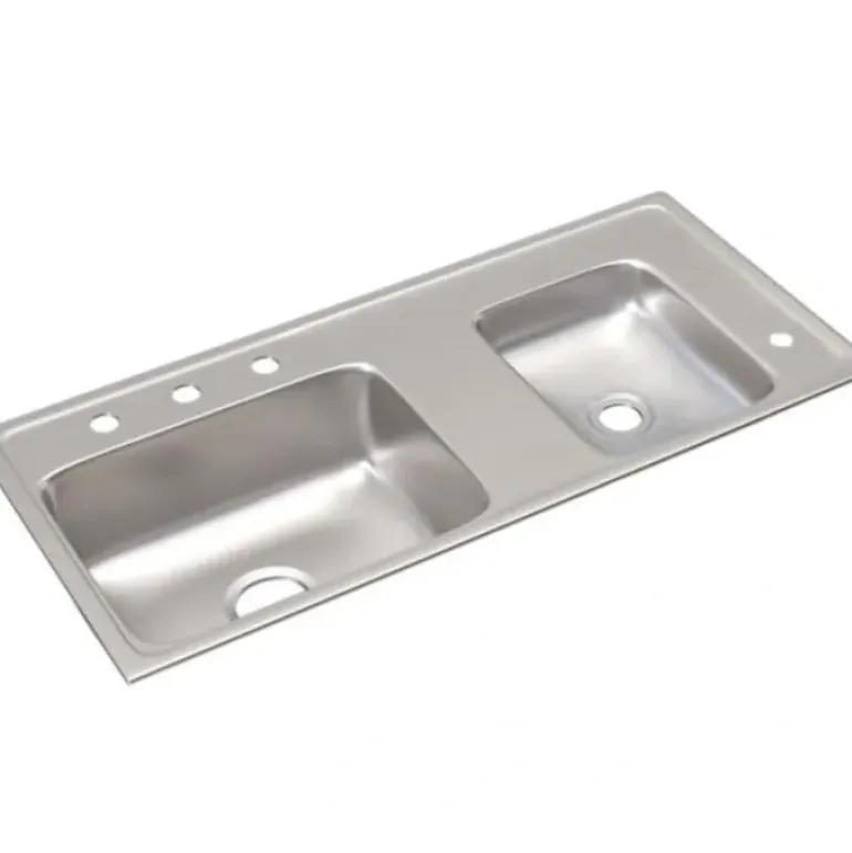 Elkay DRKAD371765R4 Lustertone® Classic Stainless Steel 37-1/4& x 17& x 6-1/2& Double Bowl Drop-in Classroom ADA Sink - One-stop shop for professional tools and equipment.