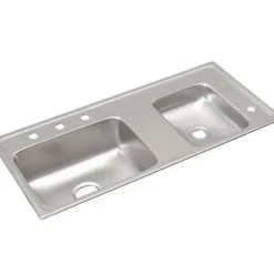 Elkay DRKAD371755R4 Lustertone Classic Stainless Steel 37-1/4& x 17& x 5-1/2& Double Bowl Drop-in Classroom ADA Sink - One-stop shop for professional tools and equipment.