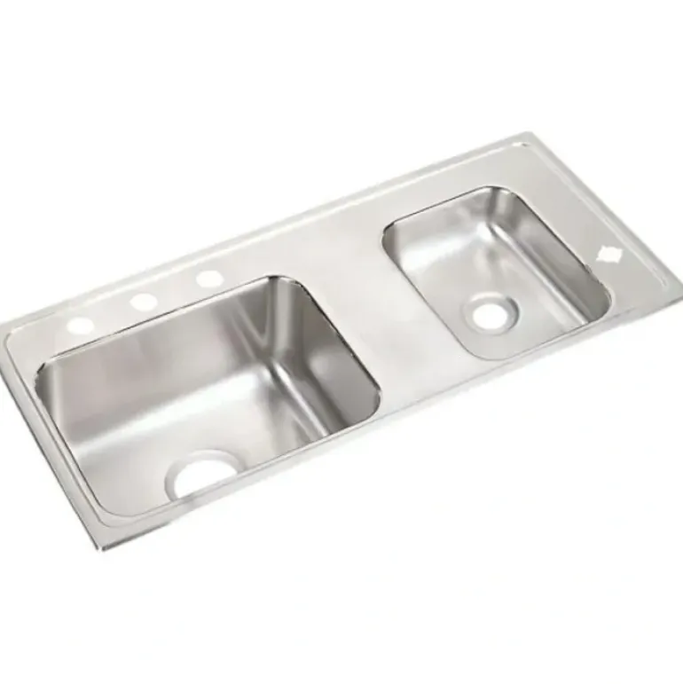 Elkay DRKR3717R4 Lustertone® Classic Stainless Steel 37-1/4& x 17& x 7-5/8& Double Bowl Drop-in Classroom Sink - One-stop shop for professional tools and equipment.