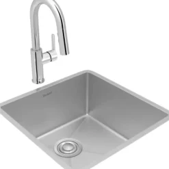 Elkay ECTRU17179TFCC Crosstown® 18 Gauge Stainless Steel 18-1/2& x 18-1/2& x 9& Single Bowl Undermount Sink & Faucet Kit with Drain - One-stop shop for professional tools and equipment.