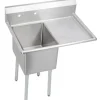 Elkay E1C20X20-R-20X Dependabilt Stainless Steel 42-1/2& x 25-13/16& x 43-3/4& 18 Gauge One Compartment Sink w/ 20& Right Drainboard and Stainless Steel Legs - One-stop shop for professional tools and equipment.