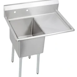 Elkay E1C20X20-R-20X Dependabilt Stainless Steel 42-1/2& x 25-13/16& x 43-3/4& 18 Gauge One Compartment Sink w/ 20& Right Drainboard and Stainless Steel Legs - One-stop shop for professional tools and equipment.