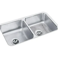 Elkay ELUH311810DBG Lustertone® Classic Stainless Steel 30-3/4& x 18-1/2& x 10& Equal Double Bowl Undermount Sink Kit - One-stop shop for professional tools and equipment.