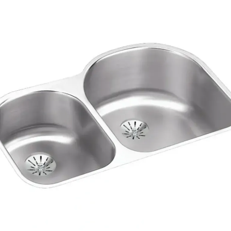 Elkay ELUH311910LPD Lustertone® Classic Stainless Steel 31-1/4& x 20& x 10& Offset 40/60 Double Undermount Sink w/Perfect Drain® - One-stop shop for professional tools and equipment.