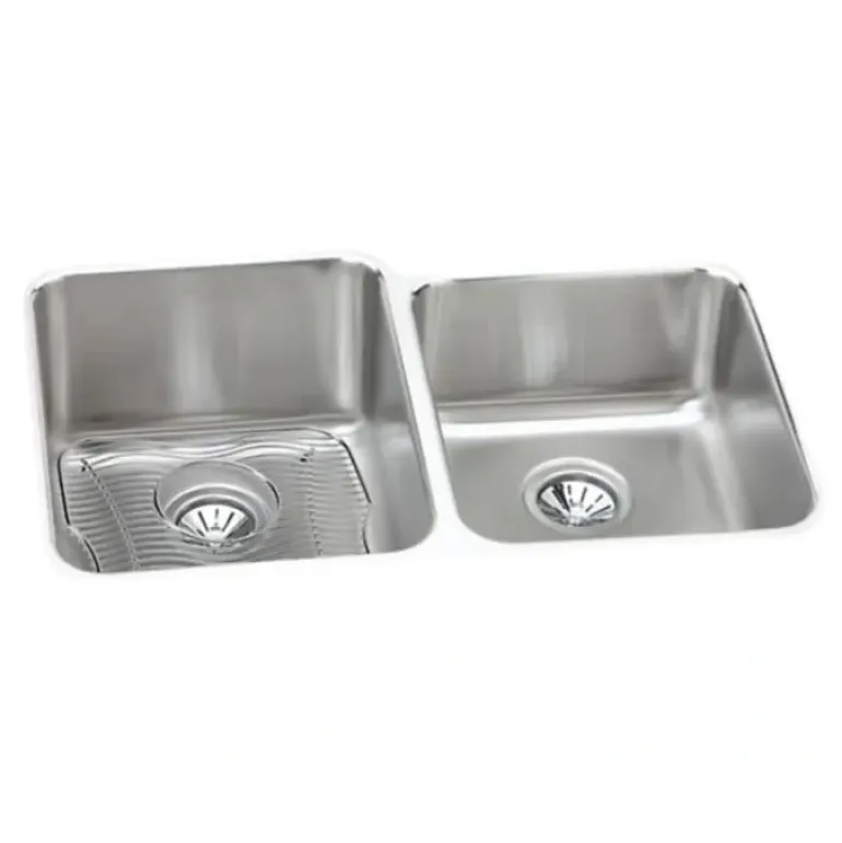 Elkay ELUH3120RDBG Lustertone® Classic Stainless Steel, 31-1/4& x 20-1/2& x 9-7/8& Offset Double Bowl Undermount Sink Kit - One-stop shop for professional tools and equipment.