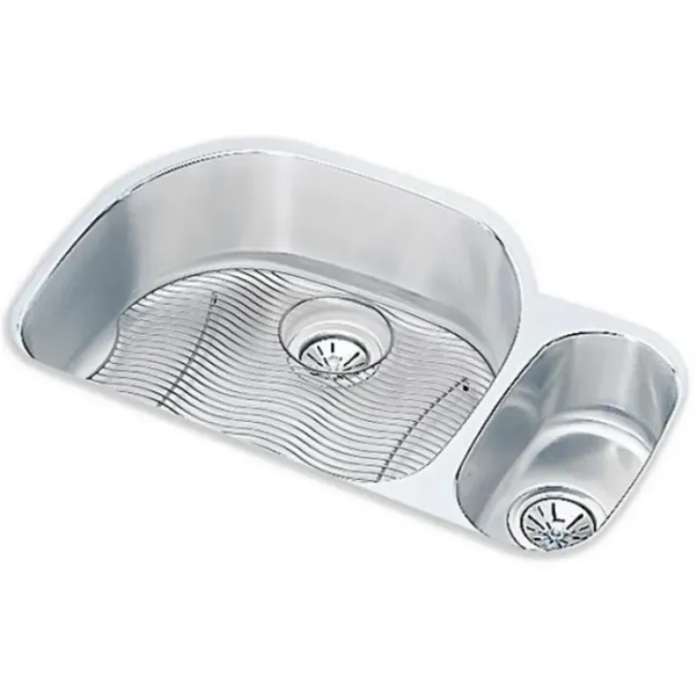 Elkay ELUH3119RDBG Lustertone® Classic Stainless Steel 31-1/4& x 20& x 7-1/2& Offset 60/40 Double Bowl Undermount Sink Kit - One-stop shop for professional tools and equipment.