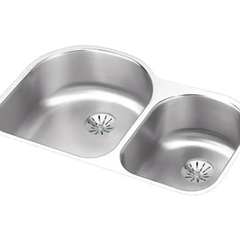Elkay ELUH3119RPD Lustertone® Classic Stainless Steel 31-1/4& x 20& x 7-1/2& Offset 60/40 Double Undermount Sink w/Perfect Drain® - One-stop shop for professional tools and equipment.
