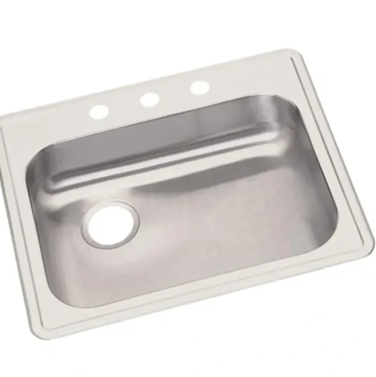 Elkay GE12522L Dayton® Stainless Steel 25& x 22& x 5-3/8& Single Bowl Drop-in Sink with Left Drain - One-stop shop for professional tools and equipment.