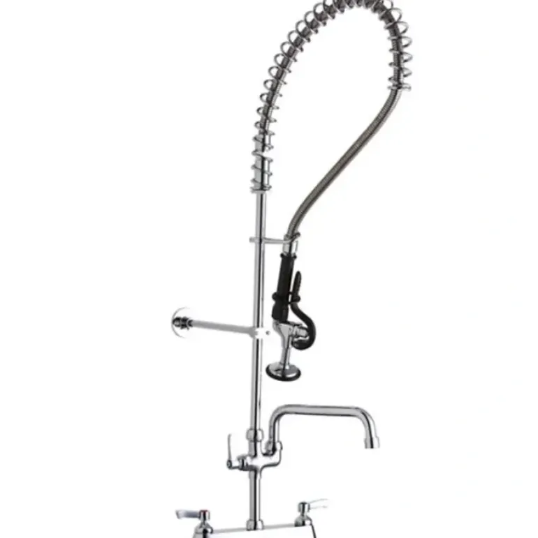 Elkay LK843AF08LC 8& Centerset Exposed Deck Mount Faucet 44in Flexible Hose with 1.2 GPM Spray Head + 8& Arc Tube Spout 2& Lever Handles - One-stop shop for professional tools and equipment.