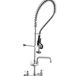 Elkay LK943AF10LC 8& Centerset Wall Mount Faucet 44& Flexible Hose with 1.2 GPM Spray Head + 10& Arc Tube Spout 2& Lever Handles - One-stop shop for professional tools and equipment.