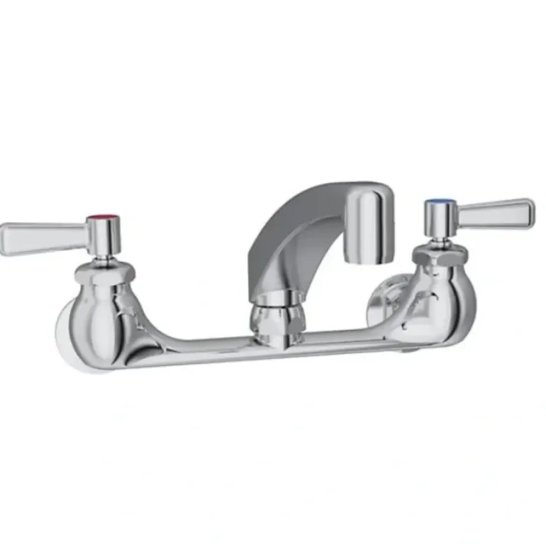 Elkay LK940AT10L2H Foodservice 8& Centerset Wall Mount Faucet with 10& Arc Tube Spout 2& Lever Handles 1/2& Offset Inlets Chrome - One-stop shop for professional tools and equipment.