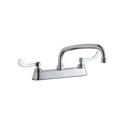 Elkay LK810AT10T4 8& Centerset with Exposed Deck Faucet with 10& Arc Tube Spout 4& Wristblade Handles Chrome - One-stop shop for professional tools and equipment.