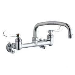 Elkay LK940AT10T6S Foodservice 8& Centerset Wall Mount Faucet with 10& Arc Tube Spout 6in Wristblade Handles 1/2& Offset Inlets+Stop - One-stop shop for professional tools and equipment.