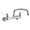 Elkay LK940AT12T6S Foodservice 8& Centerset Wall Mount Faucet with 12& Arc Tube Spout 6in Wristblade Handles 1/2& Offset Inlets+Stop - One-stop shop for professional tools and equipment.