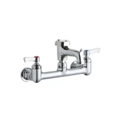 Elkay LK940BP07L2H 8& Centerset Wall Mount Faucet with 7& Bucket Hook Spout 2& Lever Handles 1/2& Offset Inlets Polished Chrome - One-stop shop for professional tools and equipment.