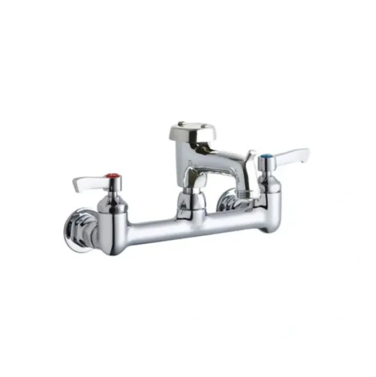 Elkay LK940BP07L2H 8& Centerset Wall Mount Faucet with 7& Bucket Hook Spout 2& Lever Handles 1/2& Offset Inlets Polished Chrome - One-stop shop for professional tools and equipment.