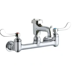 Elkay LK940BP07T6H 8& Centerset Wall Mount Faucet w/7& Bucket Hook Spt 6in Wristblade Handles 1/2& Offset Inlet Polished Chrome - One-stop shop for professional tools and equipment.