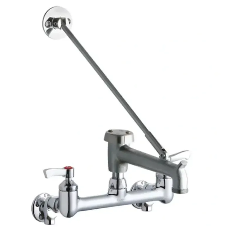 Elkay LK940BR07L2S 8& Centerset Wall Mount Faucet with 7& Bucket Hook Spt 2& Lever Handles 1/2& Offset Inlets+Stop Rough Chrome - One-stop shop for professional tools and equipment.
