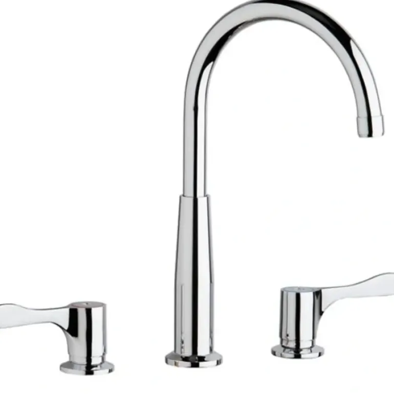 Elkay LKD232SBH5C 8& Centerset Concealed Deck Mount Faucet with Gooseneck Spout and 4& Lever Handles + Stop Chrome - One-stop shop for professional tools and equipment.