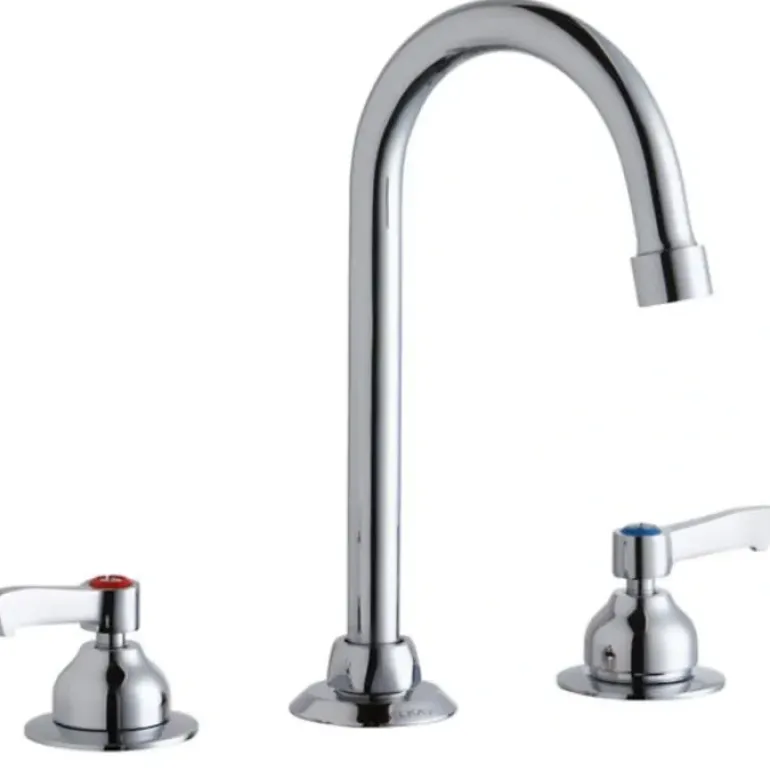 Elkay LK800GN05L2 8& Centerset with Concealed Deck Faucet with 5& Gooseneck Spout 2& Lever Handles Chrome - One-stop shop for professional tools and equipment.