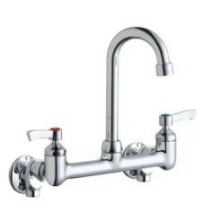 Elkay LK940GN04L2S Scrub/Handwash 8& Centerset Wall Mount Faucet with 4& Gooseneck Spout 2& Lever Handles 1/2& Offset Inlets+Stop - One-stop shop for professional tools and equipment.