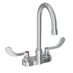 Elkay LK810GN08T4 8& Centerset with Exposed Deck Faucet with 8& Gooseneck Spout 4& Wristblade Handles Chrome - One-stop shop for professional tools and equipment.