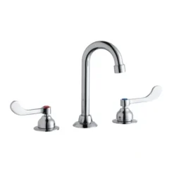 Elkay LK800GN04T6 8& Centerset with Concealed Deck Faucet with 4& Gooseneck Spout 6& Wristblade Handles Chrome - One-stop shop for professional tools and equipment.
