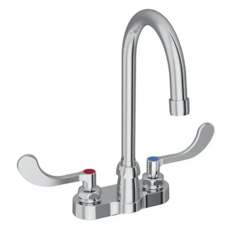 Elkay LK810GN04T6 8& Centerset with Exposed Deck Faucet with 4& Gooseneck Spout 6& Wristblade Handles Chrome - One-stop shop for professional tools and equipment.