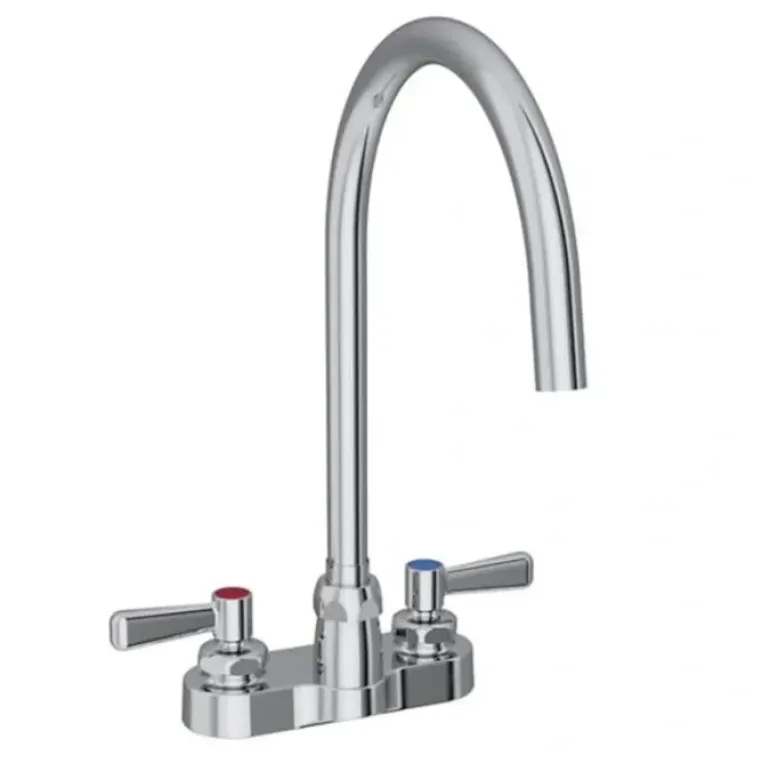 Elkay LK406LGN08L2 4& Centerset with Exposed Deck Laminar Flow Faucet with 8& Gooseneck Spout 2& Lever Handles Chrome - One-stop shop for professional tools and equipment.