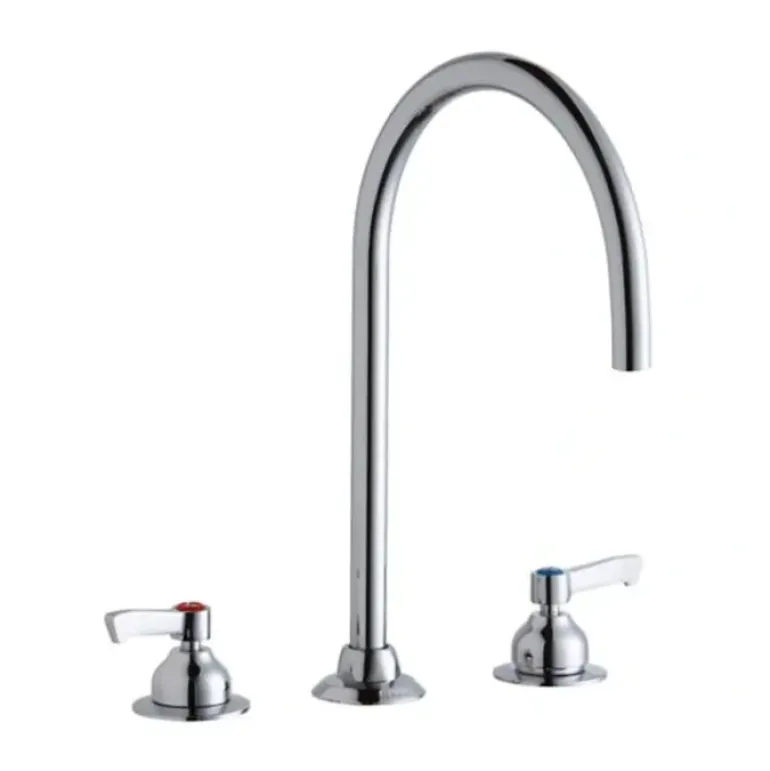 Elkay LK800LGN08L2 8& Centerset with Concealed Deck Laminar Flow Faucet with 8& Gooseneck Spout 2& Lever Handles Chrome - One-stop shop for professional tools and equipment.