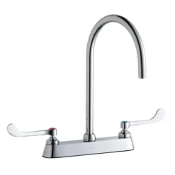 Elkay LK810LGN08T4 8& Centerset with Exposed Deck Laminar Flow Faucet with 8& Gooseneck Spout 4& Wristblade Handles Chrome - One-stop shop for professional tools and equipment.