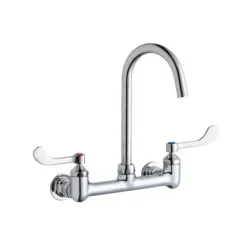 Elkay LK940LGN05T4H 8& Centerset Deck Mount Laminar Flow Faucet with 5& Gooseneck Spout 4& Wristblade Handles 1/2& Offset Inlets - One-stop shop for professional tools and equipment.