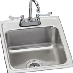 Elkay LR2522C Lustertone® Classic Stainless Steel 25& x 22& x 8-1/8& 3-Hole Single Bowl Drop-in Sink + Faucet Kit - One-stop shop for professional tools and equipment.