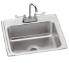 Elkay LR1720SC Lustertone® Classic Stainless Steel 17& x 20& x 7-5/8& 2-Hole Single Bowl Drop-in Sink + Faucet Kit - One-stop shop for professional tools and equipment.