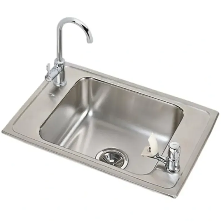 Elkay PSDKR2517C Celebrity® Stainless Steel 25& x 17& x 7-1/8& 2-Hole Single Bowl Drop-in Classroom Sink and Faucet / Bubbler Kit - One-stop shop for professional tools and equipment.
