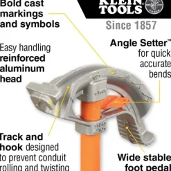 Klein Tools 51607 Aluminum Conduit Bender Full Assembly, 3/4-Inch EMT with Angle Setter - One-stop shop for professional tools and equipment.