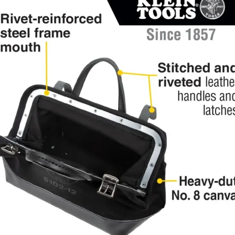 Klein Tools 510212BLK Tool Bag, Black Canvas, 12-Inch - One-stop shop for professional tools and equipment.