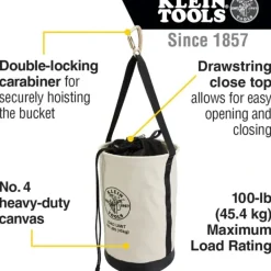 Klein Tools 5114DSC22 Canvas Bucket with Drawstring Close, 22-Inch - One-stop shop for professional tools and equipment.