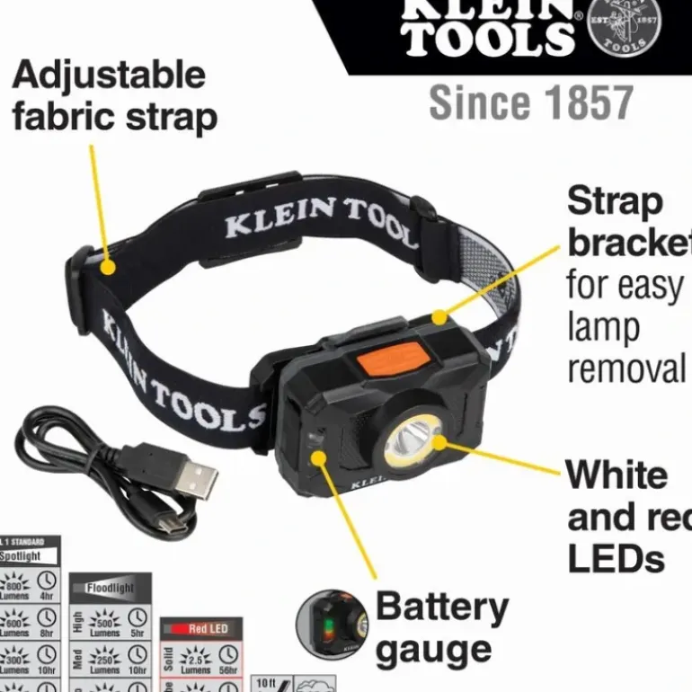 Klein Tools 56414 Rechargeable 2-Color LED Headlamp with Adjustable Strap - One-stop shop for professional tools and equipment.