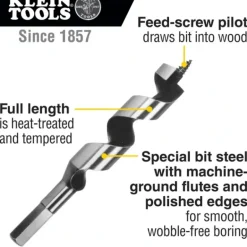 Klein Tools 53404 Ship Auger Bit with Screw Point 7/8-Inch - One-stop shop for professional tools and equipment.