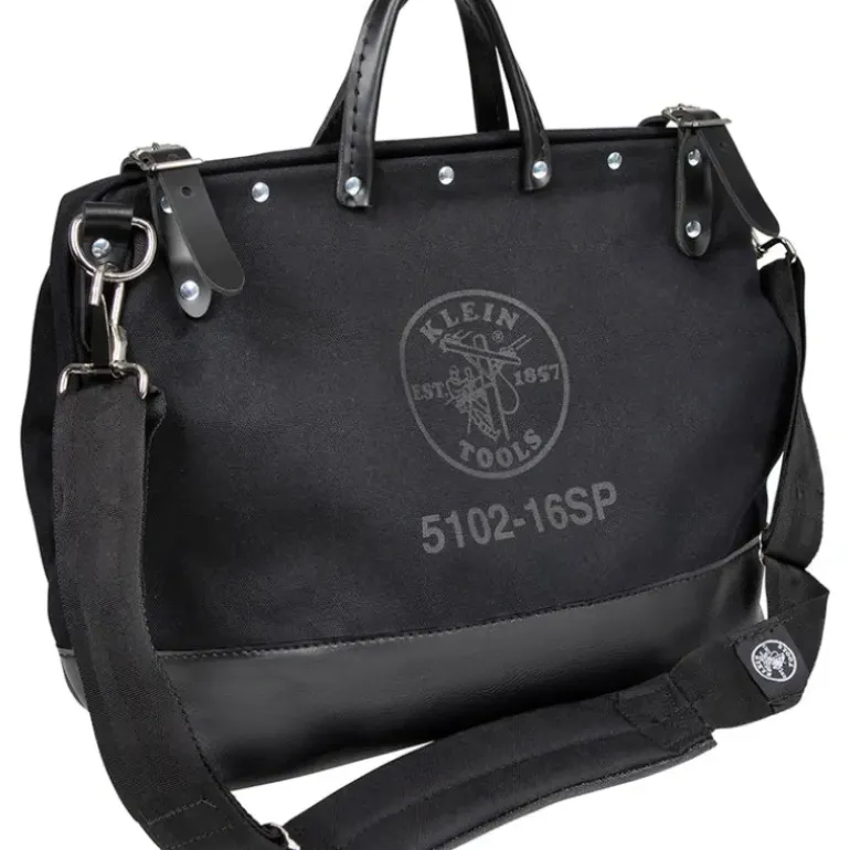 Klein Tools 510218SPBLK Deluxe Tool Bag, Black Canvas, 13 Pockets, 18-Inch - One-stop shop for professional tools and equipment.