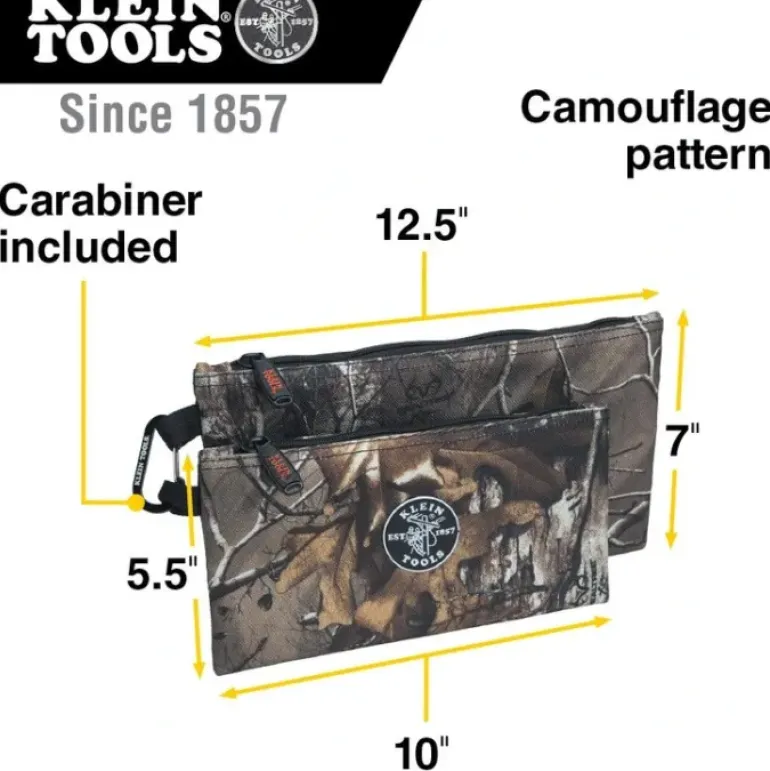 Klein Tools 55560 Zipper Bags, Camo Tool Pouches, 2-Pack - One-stop shop for professional tools and equipment.